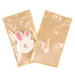 Sachet kraft avec face avant transparente 12.7 x 20.8 cm avec encoches (100 pièces) [HZB6KC]