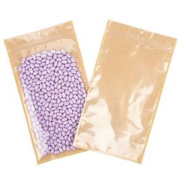 Sachet zip avec trou de suspension papier kraft avec face arrière transparente 17,8x30,5 cm (100 pièces) [HZB8KC]