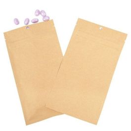 Kraft Hanging Barrier Bags 10.2x16.5cm w/Tear Notches (100 Pieces) [HZBB5K]