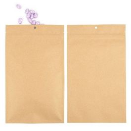 Sachet zip Kraft avec trou rond de suspension 15,2x23,5cm avec encoches de déchirure (100 pièces) [HZBB7K]