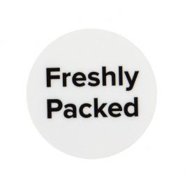 Stickers Rond Freshly Packed Bedrukking (Wit/Zwarte Tekst) 2,5 cm (1 Vel) [LS1FP]