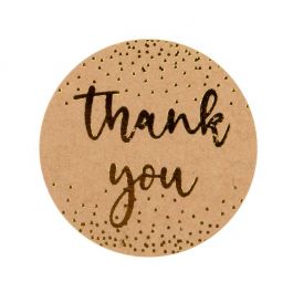 Stickers Rond Thank You Bedrukking (Kraft/Goude Tekst) 3,8 cm (1 Vel) [LS1HKTY]