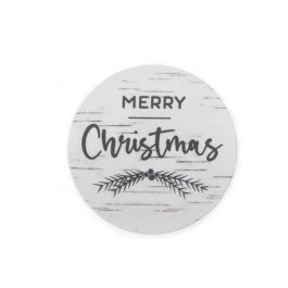 Stickers Rond Merry Christmas Bedrukking (Wit/Grijze Tekst) 3,8 cm (1 Vel) [LS1HMC]