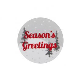 Stickers Rond Season's Greetings Bedrukking (Grijs/Wit/Rood Hot Stamp) 3,8 cm (1 Vel) [LS1HSG]