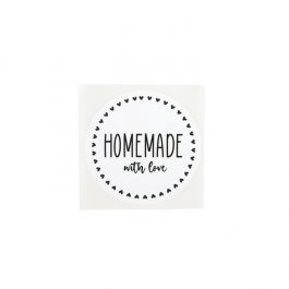 Stickers Rond Met Homemade/Love Bedrukking (Wit/Zwarte Tekst) 5,1 cm (1 Vel) [LS2HML]