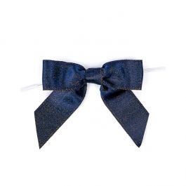 Noeuds pré-noués Bleu Nuit Métallique 8,9 cm (25 pièces) [MBOWM]