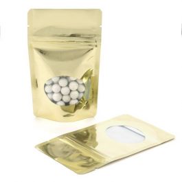 Doypack métallisé or avec fenêtre 7.9x5.1x13cm (28 g) (100 Pièces) [ZBGMO1SG]