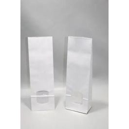 Sac à fond carré en papier kraft blanchi 80g/m2 et fenêtre transparente 30 microns (contenance 1Kg) 10.5x6.5x33cm (100 pièces) [PAB1013]