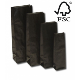 Sachet à fond plat en kraft noir avec protection intérieur imperméable 60+40 g/m² 10.5x6.5x28cm (100 pièces) [PABZ1028]