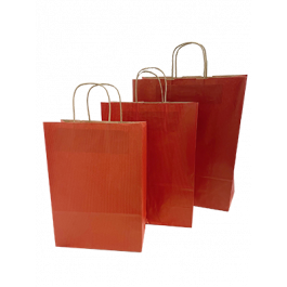 Draagtassen Papier Donkerrood 22+10x31cm Kraft Papier 90 grams (50 stuks) [PAM2231DKR]