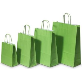 Draagtassen Papier Groen 22+10x31cm Kraft Papier 90 grams (50 stuks) [PAM2231GR]