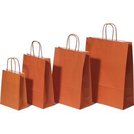 Draagtassen Papier Oranje 32+12x41cm Kraft Papier 100 grams (50 stuks) [PAM3241OR]