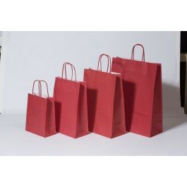 Draagtassen Papier Rood 22+10x31cm Kraft Papier 90 grams (50 stuks) [PAM2231R]