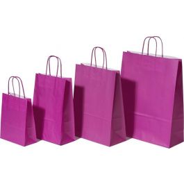 Draagtassen Papier Roze 22+10x31cm Kraft Papier 90 grams (50 stuks) [PAM2231P]
