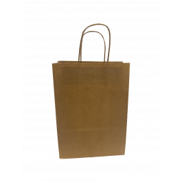 Draagtassen Papier Bruin 22x10x31cm Kraft Papier 90 grams met gedraaid handvat (50 stuks) [PAMB2231]