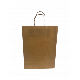Draagtassen Papier Bruin 26x12x35cm Kraft Papier 90 grams met gedraaid handvat (50 stuks) [PAMB2635]