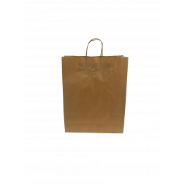 Draagtassen Papier Bruin 32x12x41cm Kraft Papier 100 grams met gedraaid handvat (50 stuks) [PAMB3241]