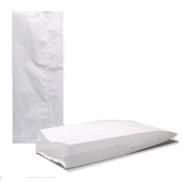 Sachet papier blanc à soufflet en cellulose 40 grammes (contenance 4kg) 20x7x42 cm (100 pièces) [PAV2012]