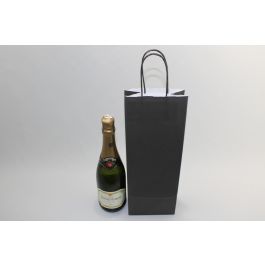 Draagtassen voor Flessen Zwart 14x8x39cm Kraft papier 110 g/m (50 stuks) [PAWF1439BK]