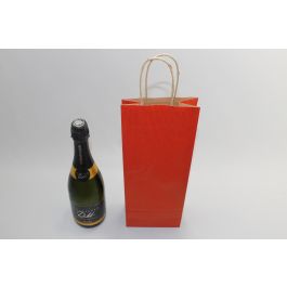 Draagtassen voor Flessen Donkerrood 14x8x39cm Kraft papier 110 g/m (50 stuks) [PAWF1439DKR]