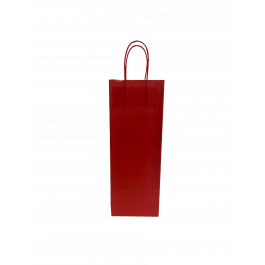 Draagtassen voor Flessen Rood 14x8x39cm Kraft papier 110 g/m (50 stuks) [PAWF1439R]