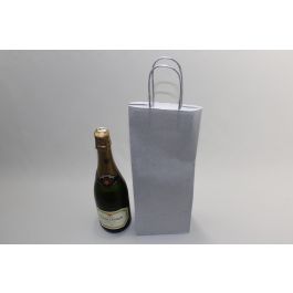 Draagtassen voor Flessen Zilver 14x8x39cm Kraft papier 110 g/m (50 stuks) [PAWF1439SI]