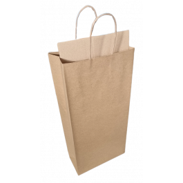 Draagtassen voor Flessen Bruin 18x8x39cm + kartonnen scheiding Kraft papier 110 g/m (50 stuks) [PAWF1839CD]