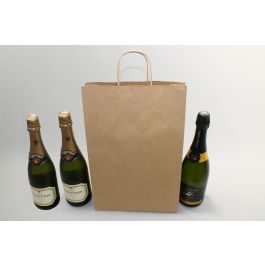 Draagtassen voor Flessen Bruin 26x8x39cm + kartonnen scheiding Kraft papier 110 g/m (50 stuks) [PAWF2639]