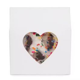 Boite Kraft Blanc Avec fenêtre en forme de cœur 8,9x3,8x10,2 cm (25 pièces) [FS342]