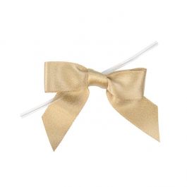 Lien de fermeture metallique avec nœud pré-noué - couleur champagne 8.9 cm (25 pièces) [MBOWG]
