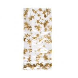 Bedrukte Zakken Sterren Goud 8,9x5,1x19,1cm met zijvouw (100 stuks) [G3MSG]