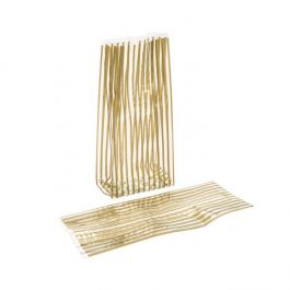 Bedrukte Zakken Streep Goud 12,5x8x29 cm met zijvouw (100 stuks) [G5VSG]