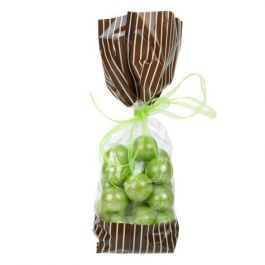 Bedrukte Zakken Bruin met Crême strepen 6,7x4,8x27,3cm met zijvouw (100 stuks) [G2BNC]