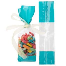 Bedrukte Zakken Turquoise 6,7x4,8x27,3cm met zijvouw (100 stuks) [G2TL]