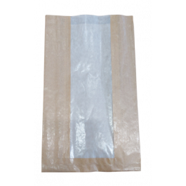 Sacs en papier avec soufflets latéraux et fenêtre en papier cristal 20+7x34.5 cm (100 pièces) [PZKP273]