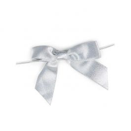 Lien de fermeture metallique avec nœud pré-noué - couleur argent 8.9 cm (25 pièces)[MBOWS]