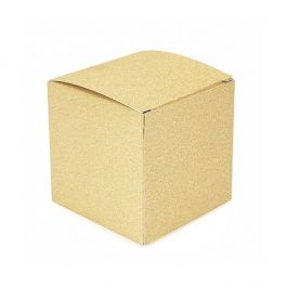 Boîte pliante Paillettes Or 7,6x7,6x7,6cm (25 pièces) [FB2GG]