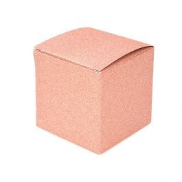 Boîte pliante Or Rose pailletée 7,6x7,6x7,6cm (25 pièces) [FB2RG]