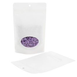 Doypack Compostable Blanc Kraft avec fenêtre ovale 13x7,9x20,6cm | 113 grammes (100 pièces) [ZBGEO3W]