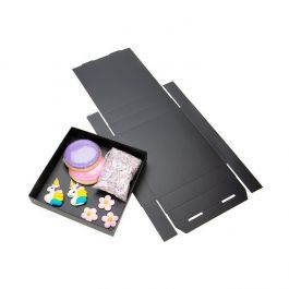 Petite Boite avec fond en carton noir kraft 13x2.5x13.3cm (25 Pièces) [BK357]