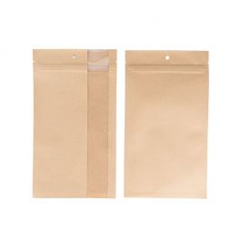 Sachets Zip Kraft avec fenêtre verticale 12.7x20.8 cm (100 pièces) [HZBV6K]