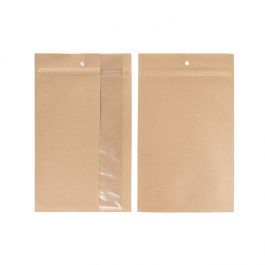 Sachets Zip Kraft avec fenêtre verticale 15.2x23.5 cm (100 pièces) [HZBV7K]