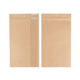Sachets Zip Kraft avec fenêtre verticale 17.8x30.5 cm (100 pièces) [HZBV8K]