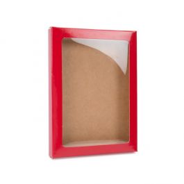 Kraftdoosjes met Venster Rood, 9,5x1,5x13,2cm (25 stuks) [WGRG10]