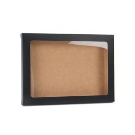 Kraftdoosjes Mat Zwart 13,7x1,5x18,7cm met Venster (25 stuks) [WMBG1]