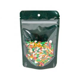 Doypack Transparent/Paillettes Vert 10,2x6x15,2 cm (100 pièces) [ZBG2GLGR]
