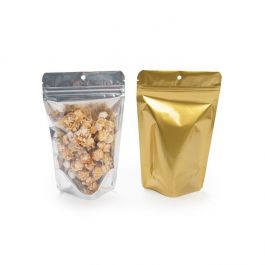 Gold Backed Zipper Pouch  13 x 8 x 20,5 cm with Hang Hole (100 Pieces) [ZBGG3H]