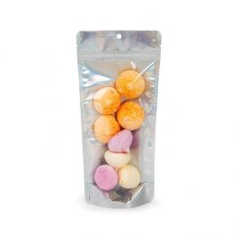Doypack Transparent/Holographique Paillettes 10,8x6x23,8 cm Trou Suspension Rond (25 pièces) [ZBGHG1NC]