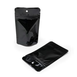 Doypack noir métallisé 10.2 x 6 x 15.2cm (57 g) Trou Suspension Rond (100 Pièces) [ZBGM2BH]