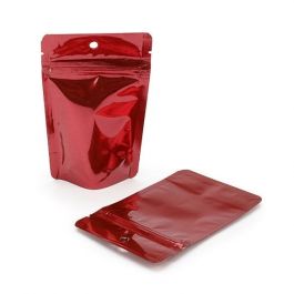 Doypack rouge métallisé 7.9 x 5.1 x 13 cm (28 g) trou suspension rond (100 Pièces) [ZBGM1RH]